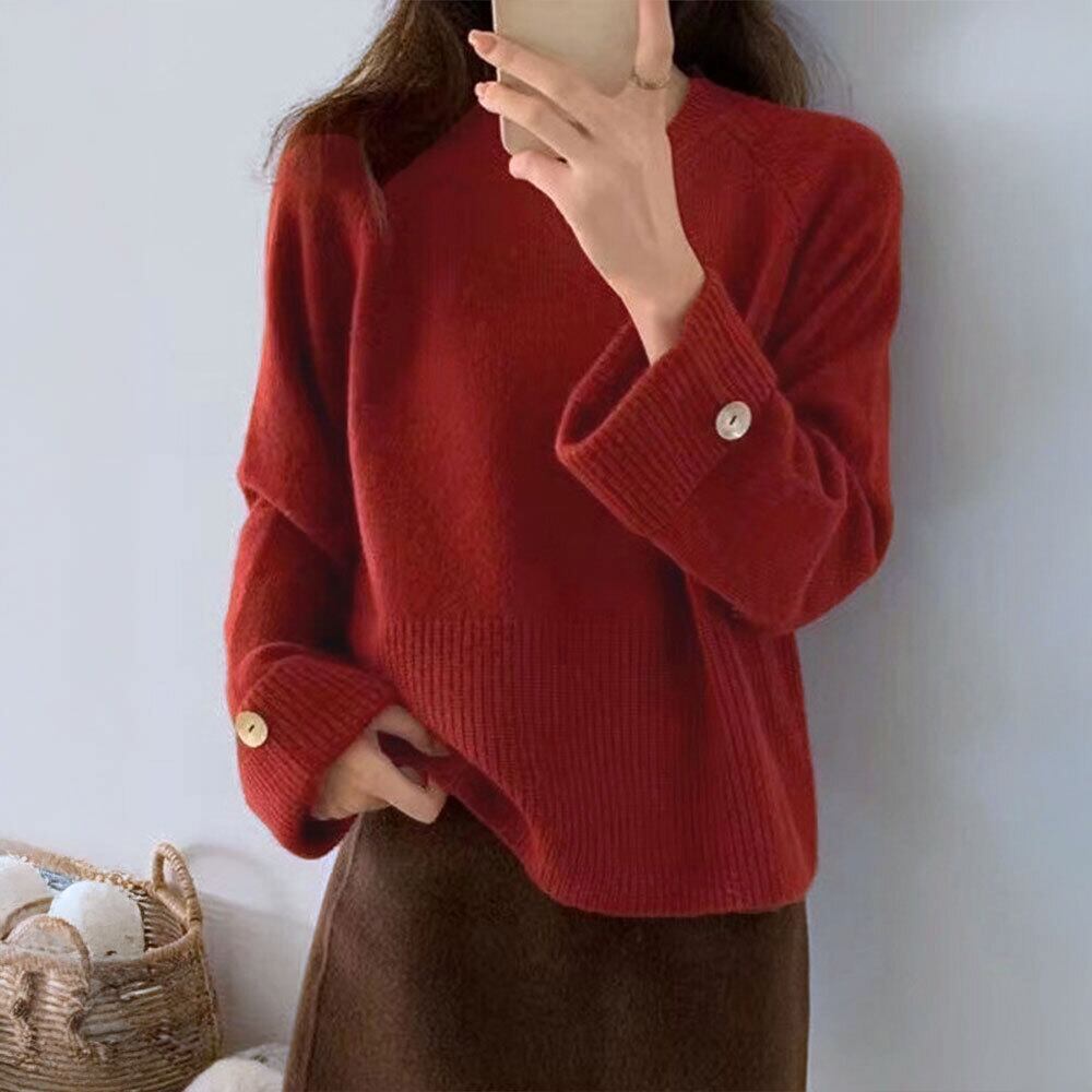 ワイドスリーブ ニット セーター レディース 春秋冬 韓国 長袖 トップス おしゃれ シンプル 大人 きれいめ カジュアル プルオーバー 無地 大人可愛い 大人女子