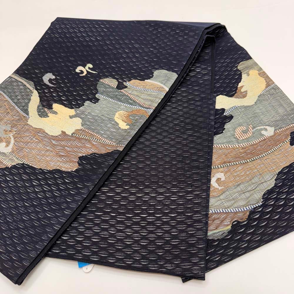 洒落袋帯 しゃれ袋帯 すくい織り ポイント柄 小紋 色無地 紬 451cm