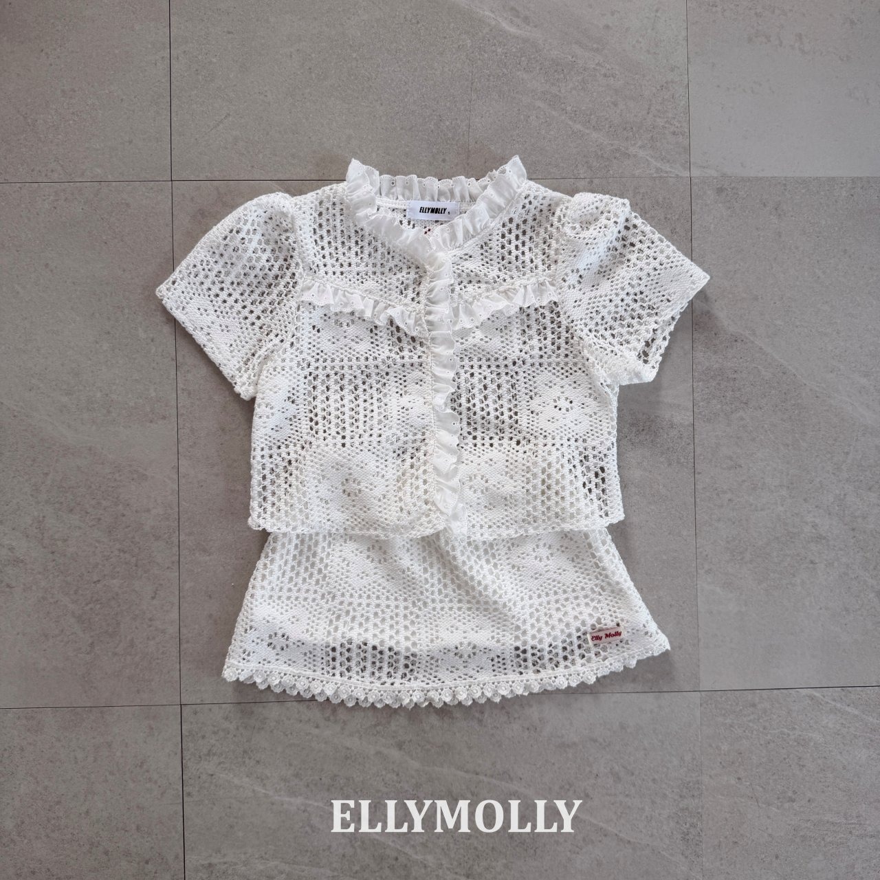 [ELLYMOLLY] Rosy Crochet Skirt +fee2 / [엘리몰리] 로지크로쉐스커트