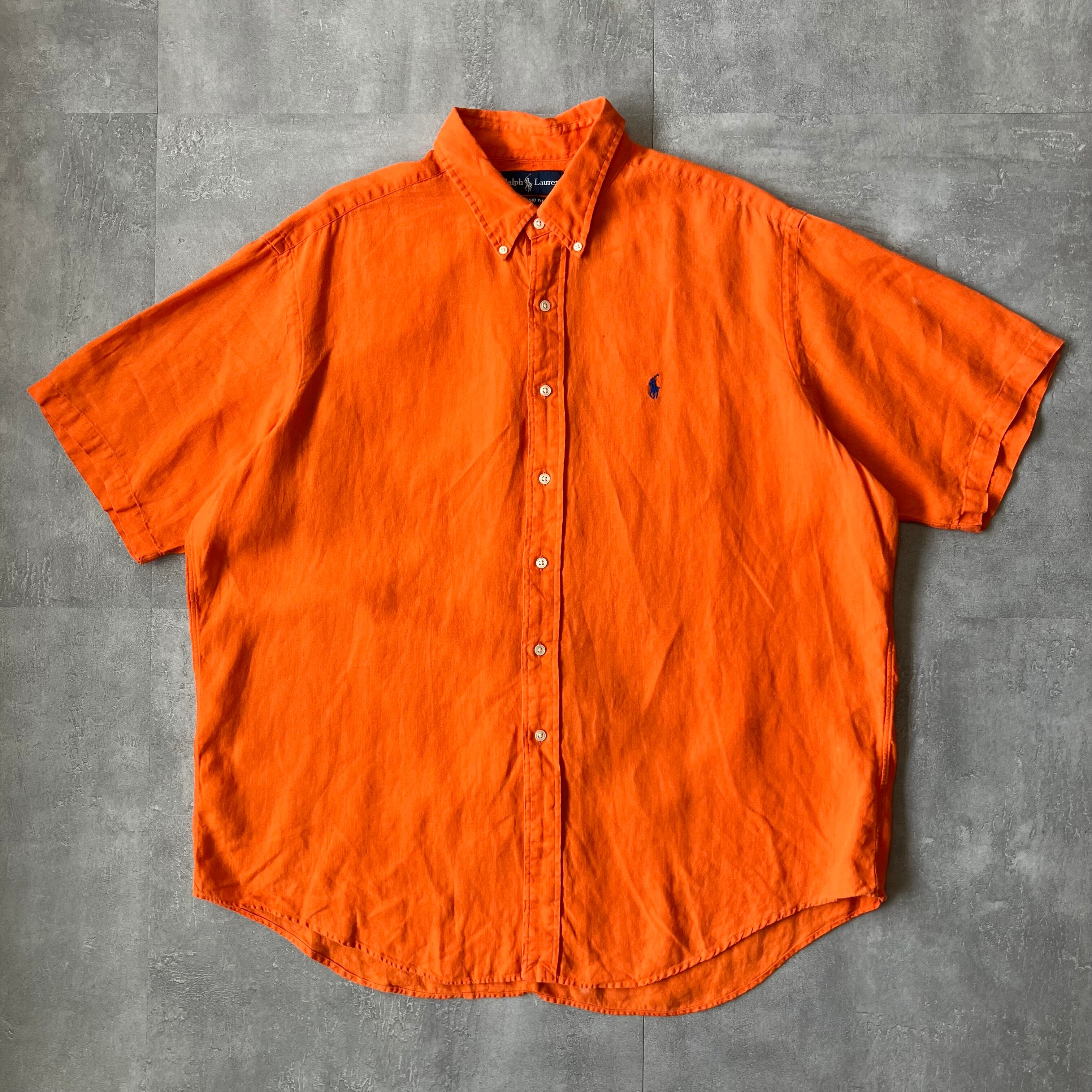 《XXL size》Ralph Lauren ラルフローレン 半袖シャツ リネンシャツ No.3235