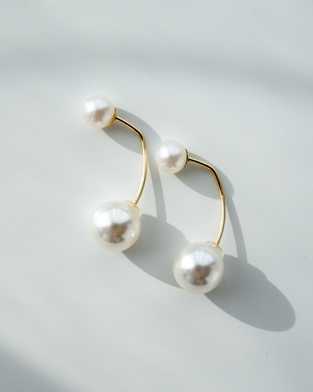 ダブルパールピアス-Short／K14GF