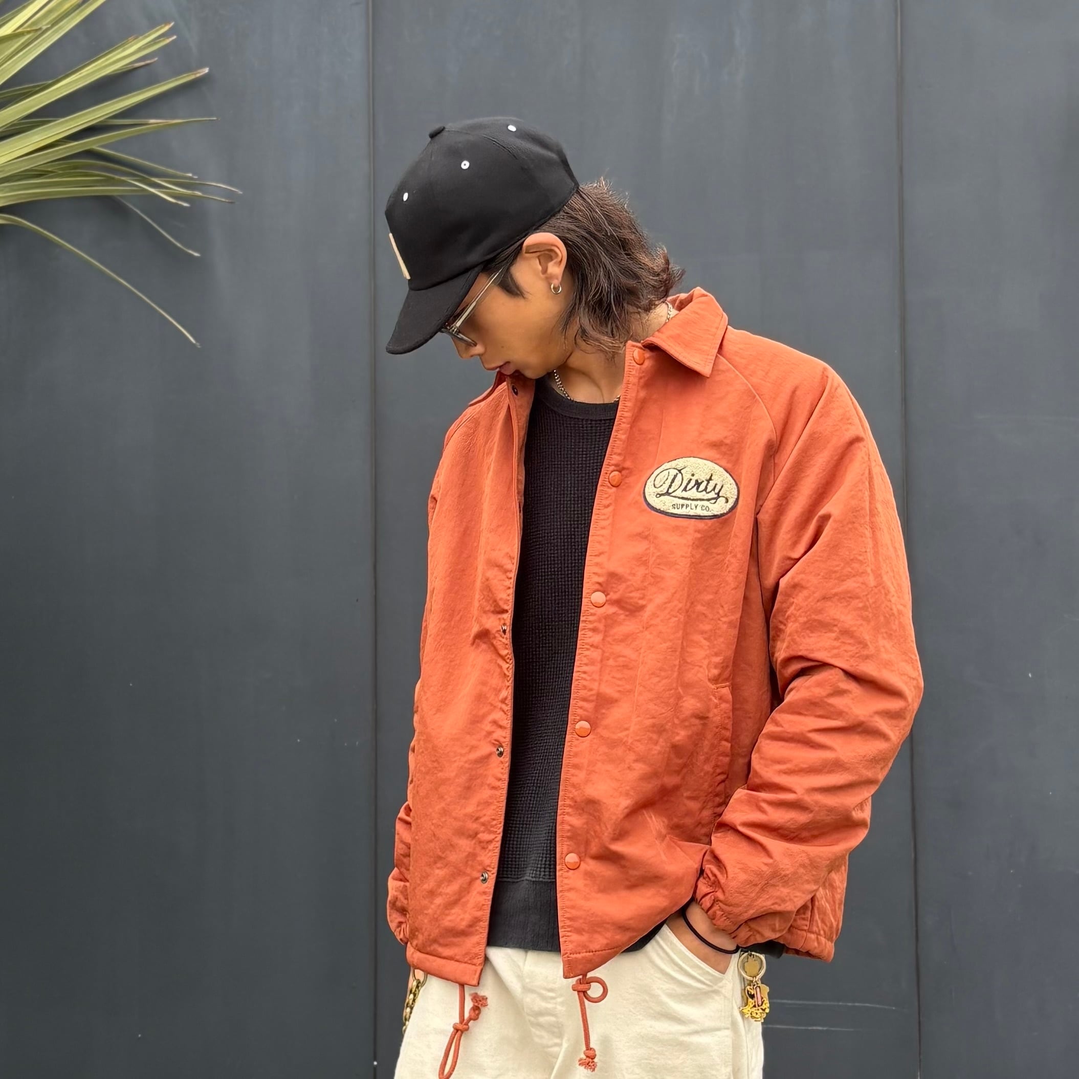 ボアコーチジャケット コーチジャケット ドロップショルダー オレンジ