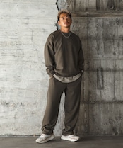 【#Re:room】EMBOSS LOGO STRETCH RIB WIDE PANTS［REP199］