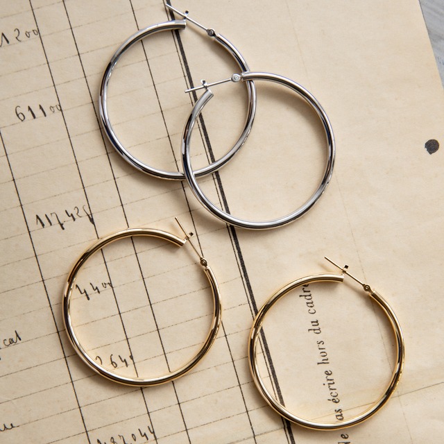 K18イエローゴールド 直径40mm フープピアス【MKY0078P1】