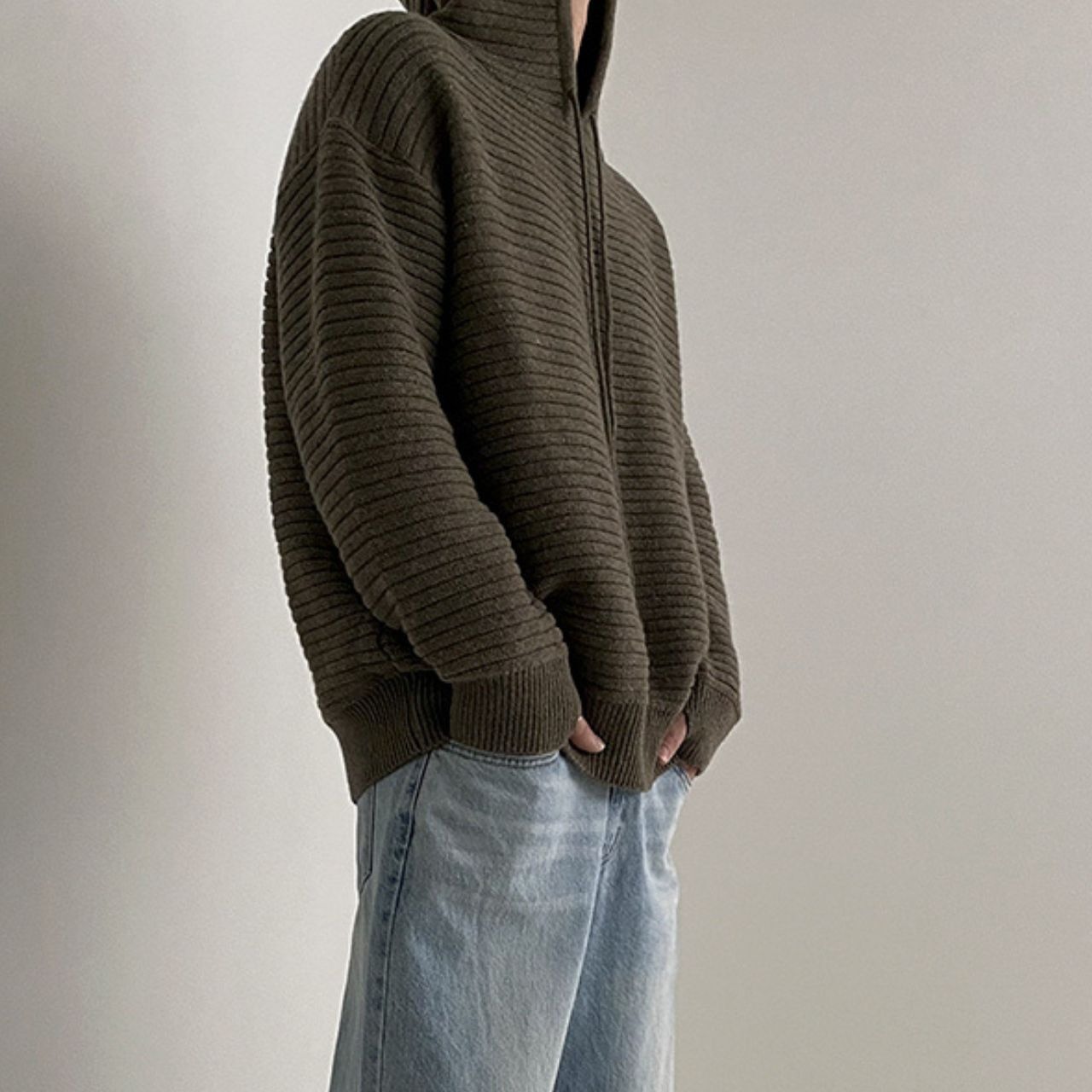 フード付きルーズプルオーバーニット　MT0080343