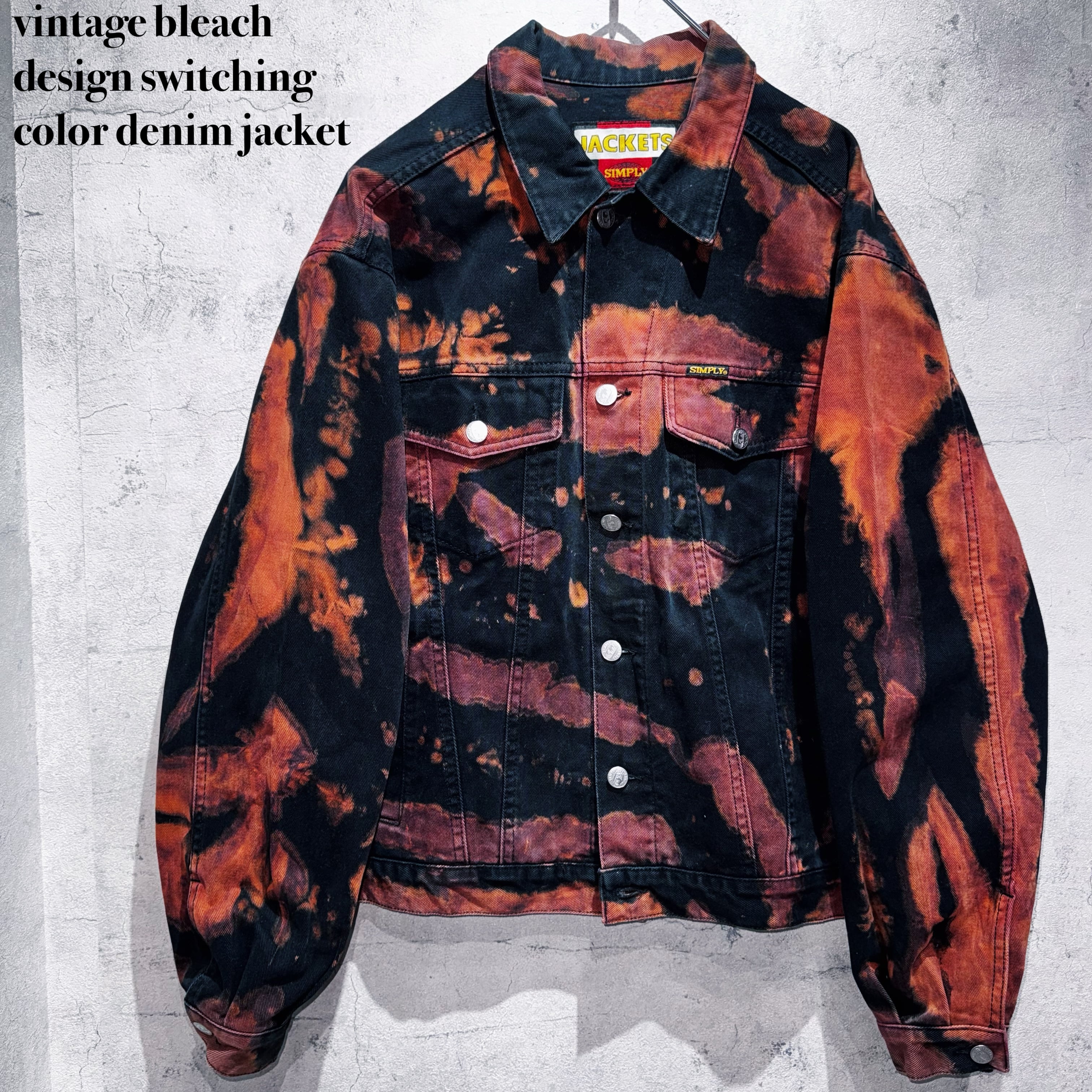 vintage bleach design switching color denim jacket