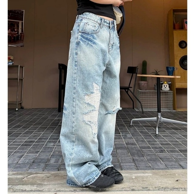 ヴィンテージライククラッシュデニムパンツ 1col   R02595