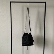 【受注予約：7月中旬入荷予定】drawstring nylon ribbon mini bag/black