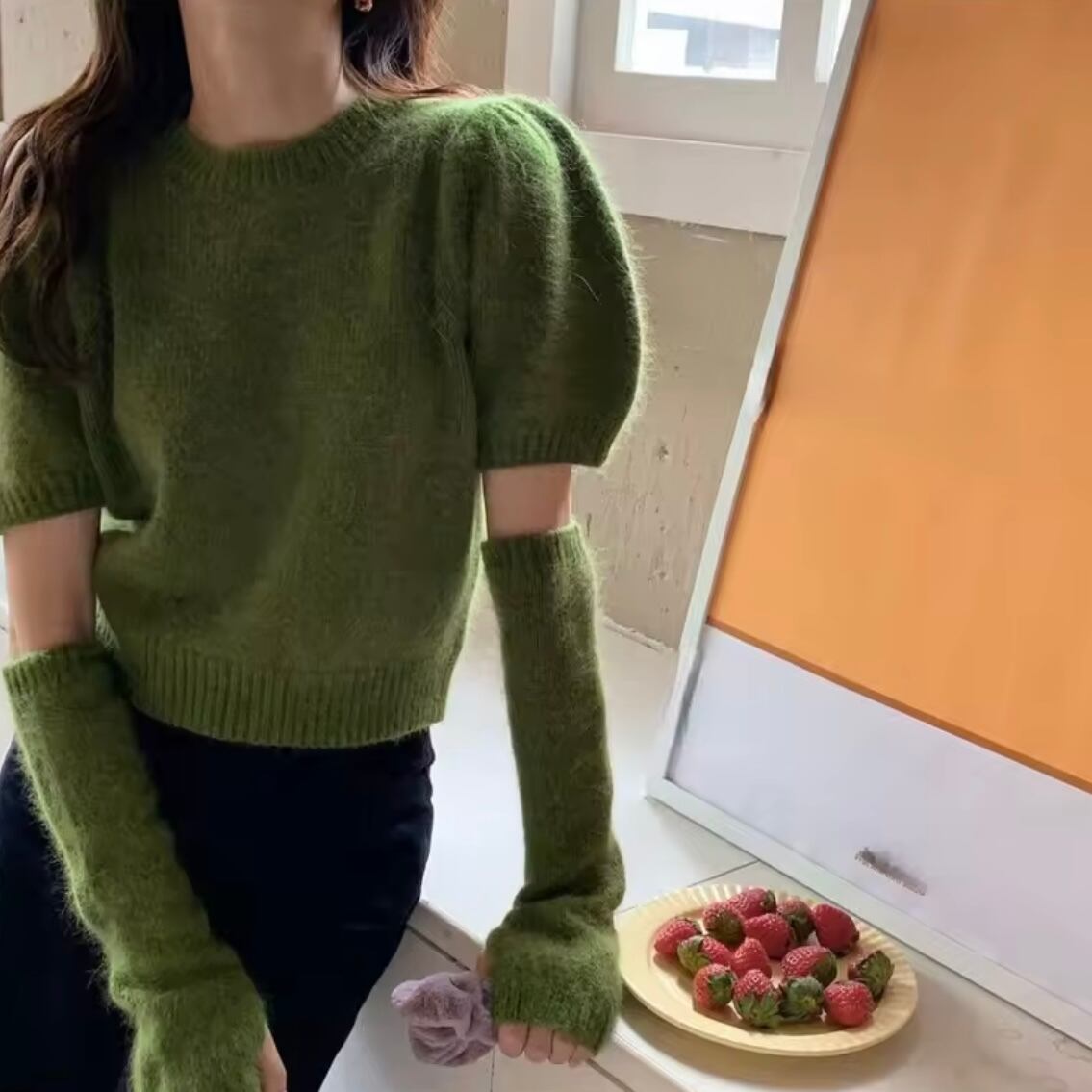 arm warmer knit tops