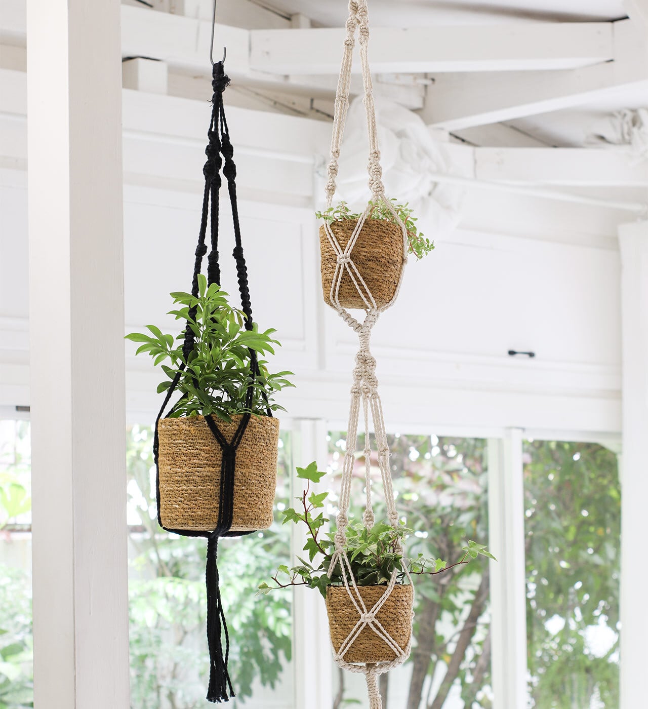 Macramé hanging pot (double)