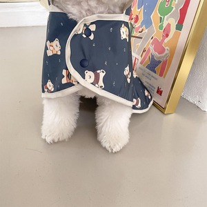 【PET】2色展開韓国風クマ柄飾りPU生地帽子付きレインコート