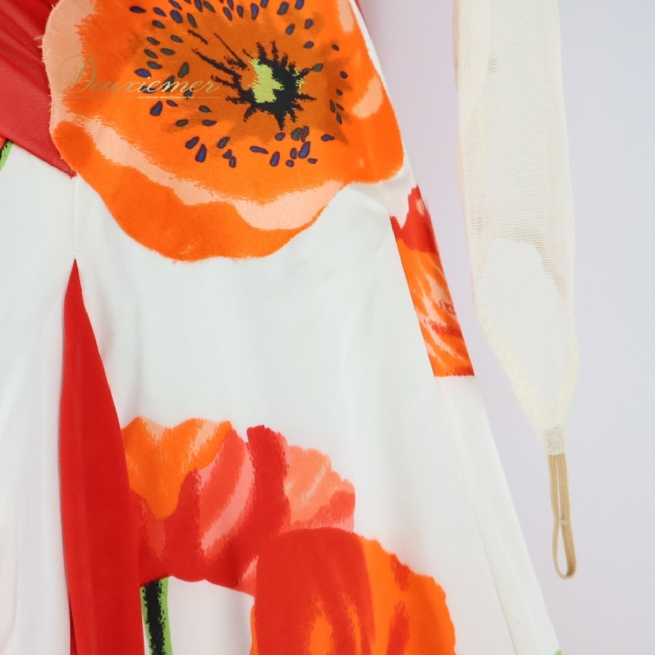 社交ダンス 衣装 スタンダード ドレス ワンピース 白 オレンジ 花柄 光沢 軽い インザムード in the MOOD 綺麗 ホワイト系 オレンジ系 ドレス ワンピース 社交ダンス衣装 日本製 高級感 軽い素材 可愛い 花柄ドレス フェスティバル用 競技用ドレス 女性用 おしゃれ 動きやすい