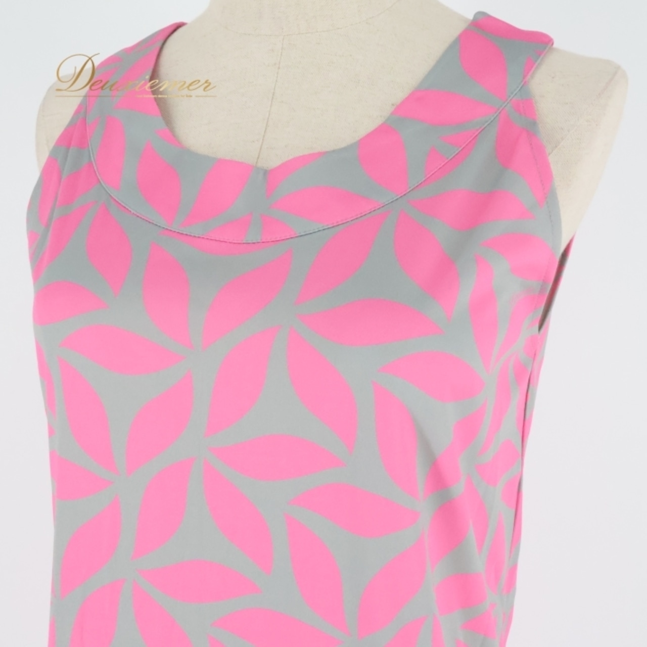 フラダンス 衣装 ワンピース ドレス ラウレアハワイ ピンク系 LAULE’A HAWAII ノースリーブ ツーカラー シンプル かわいい 華やか 明るい グレイ系 ハワイアン アロハ ハワイアンプリント フラ ダンス レッスン 練習 ケース付き レディース