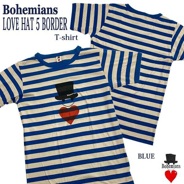 LOVE HAT 5 COLOR BORDER T-SHIRTS Mサイズ BLUE ラブハットカラーボーダーTシャツ M ブルー BOHEMIANS ボヘミアンズ 日本製