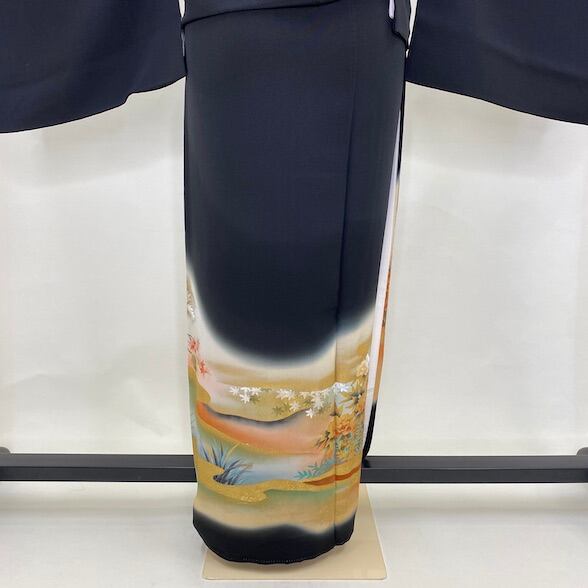 黒留袖 牡丹 紅葉 竹 五三桐紋 桐 結婚式 着物 結婚式着物 裄68.5cm L