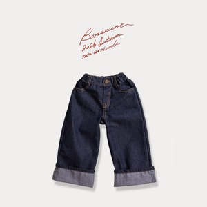 《予約/送料無料》wide roll-up denim pants / BONEOUNE