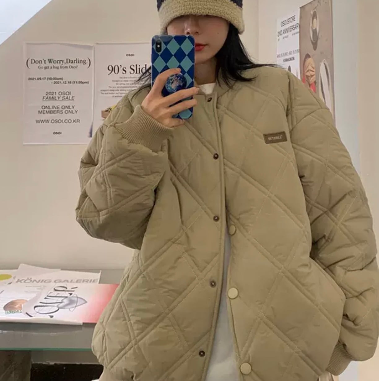 ゆったり おしゃれ キルティング コート ジャケットブルゾン Ma 1 袖リブ メンズライク 着回し シンプル カジュアル 異素材mix Lamitte Deco トレンド 韓国ファッション ショップ Base店