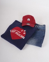 【#Re:room】CACTUS HEART APPLIQUE MALL KNIT［REK164］