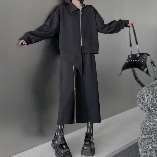 High waist zipper skirt C0583