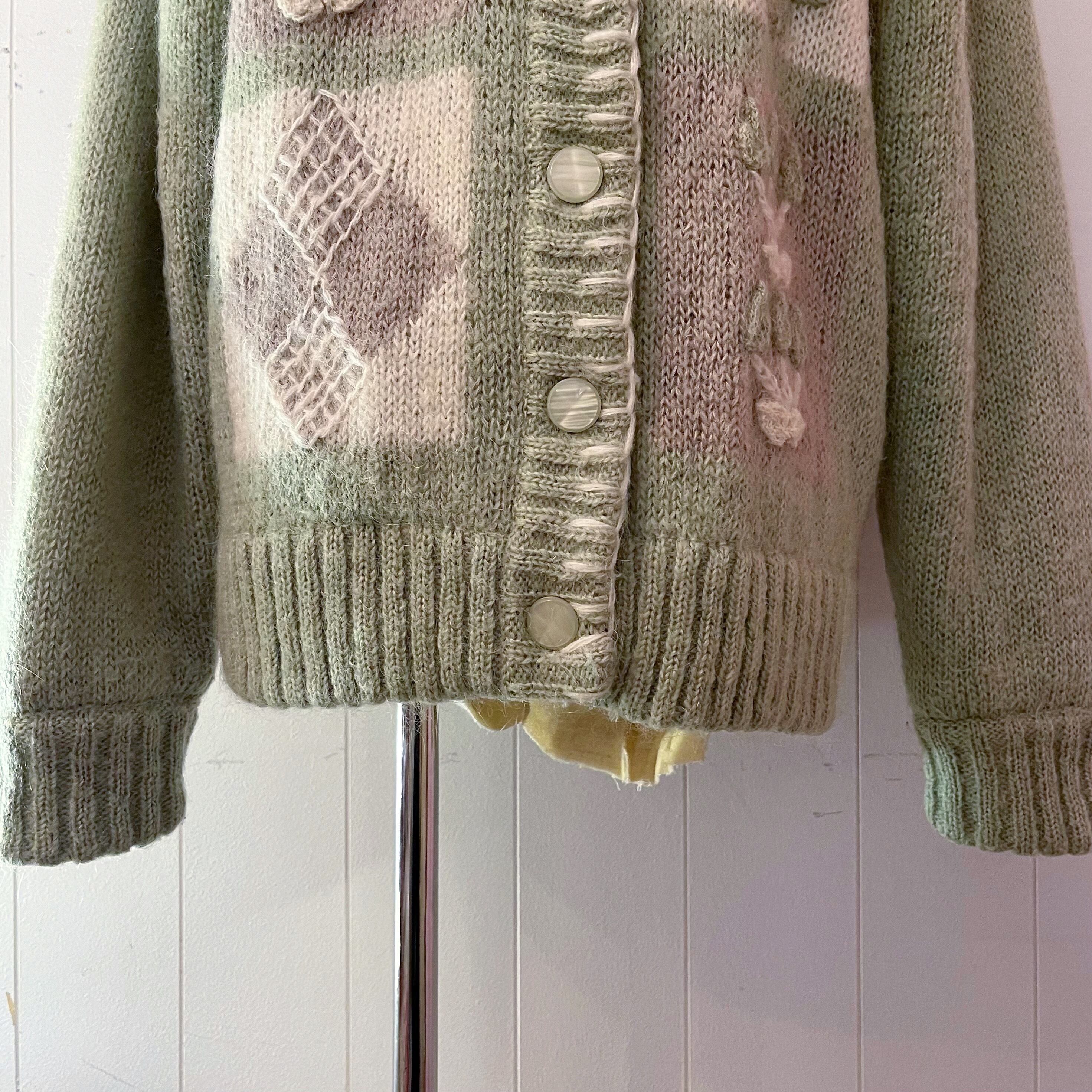 light green flower diamond cardigan