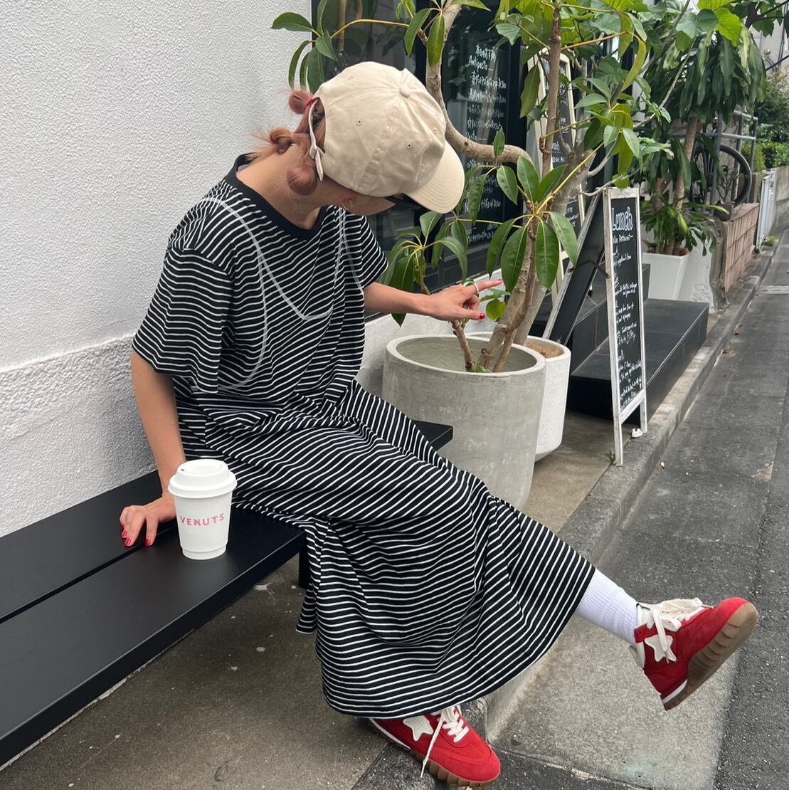 シアーボーダーレイヤード風ワンピース_LN02274