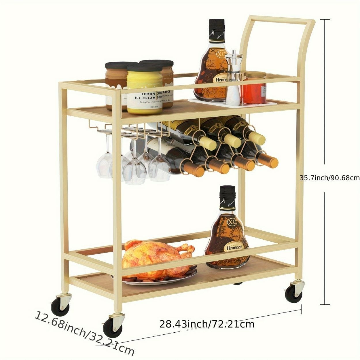 手押しカート ダイニングカート キッチンカート ワインカート 可動式