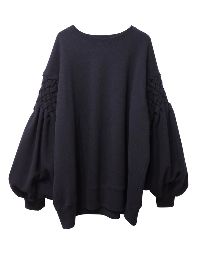 Smocking sleeve boucle pullover M