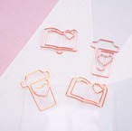 【ハート book & cup ペーパークリップ】選べる2種類 20個入り 本 ドリンクカップ ピンクゴールド リラックスタイム cup book ゼムクリップ 文房具 文具 事務用品 デスクアイテム ギフト 装飾 おしゃれ かわいい ステーショナリー プレゼント ブックマーク 資料