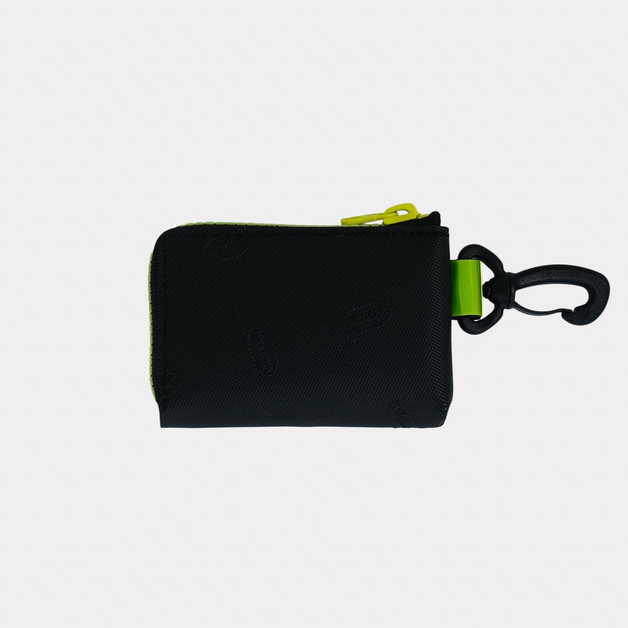 vibram card case (black×clear) with yellow glowing zip