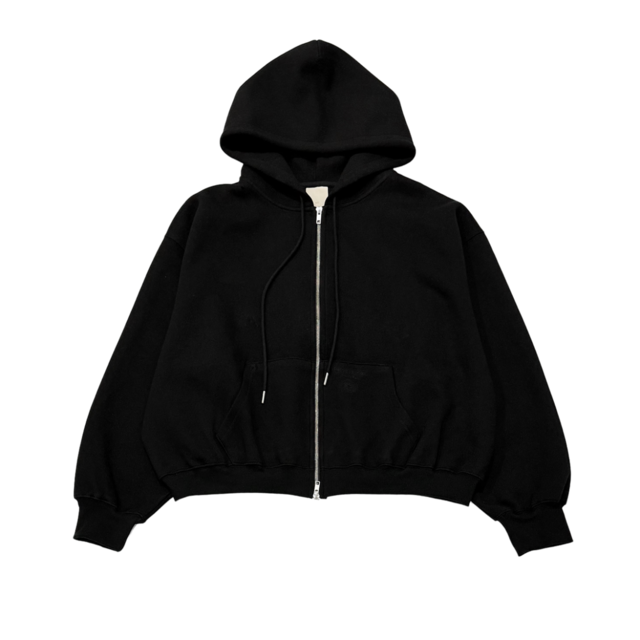 [UNDERMYCAR] MU.148 Combi Bonded Crop Sweat Hood Zip-Up Black 正規品 韓国ブランド 韓国通販 韓国代行 韓国ファッション アンダーマイカー 日本 店舗