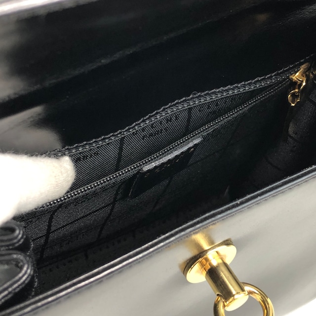 CELINE セリーヌ ショルダーバッグ ブラック ガンチーニ チェーン レザー 2way vintage ヴィンテージ オールド ydzyn7
