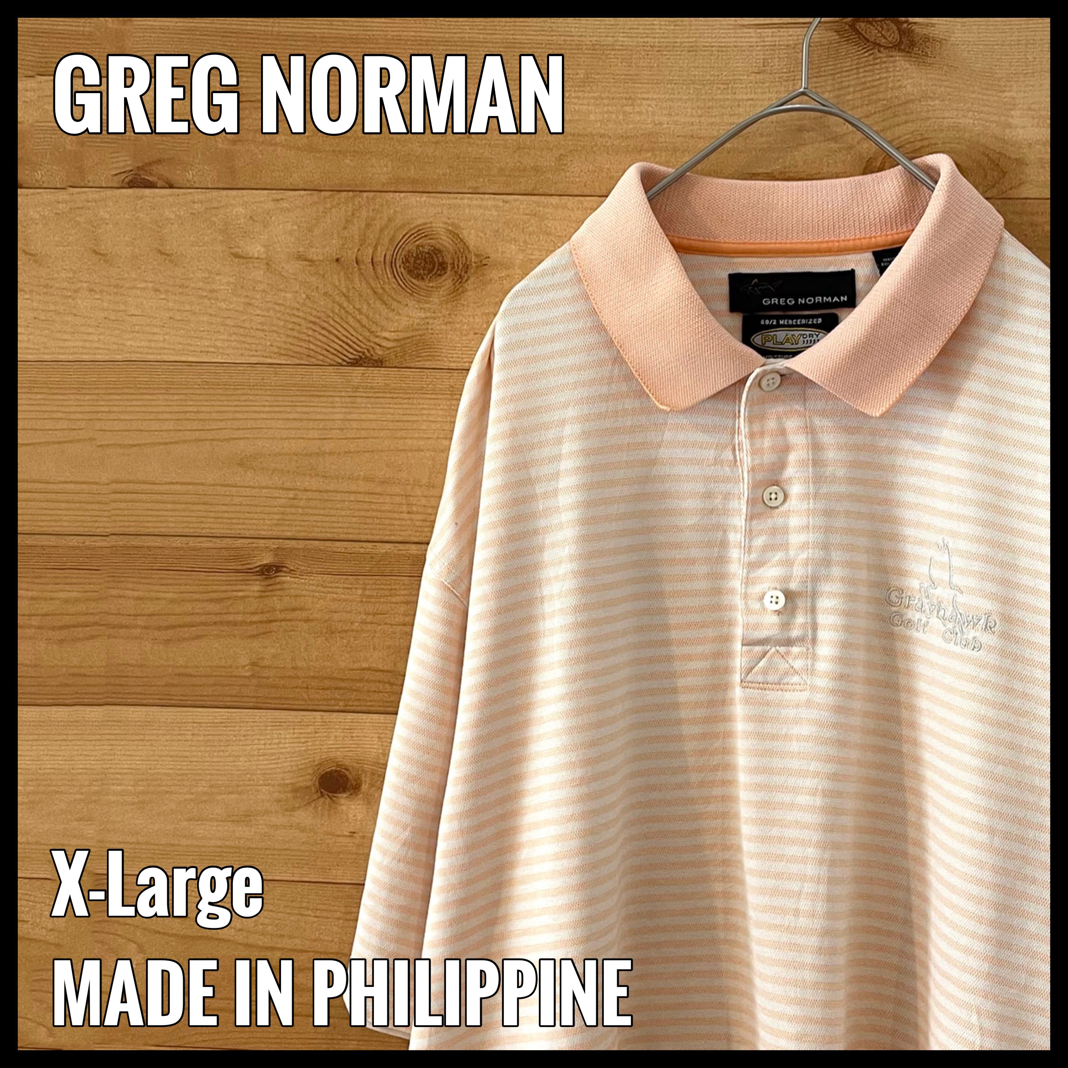 GREG NORMAN】XL オーバーサイズ ポロシャツ ボーダー 刺繍ロゴ US古着