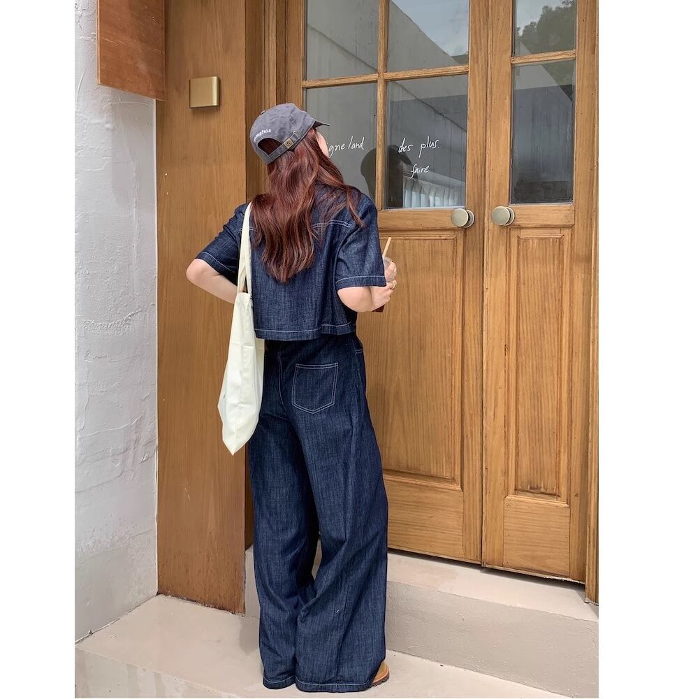 デニムセットアップ セット スーツ ツーピース シャツ