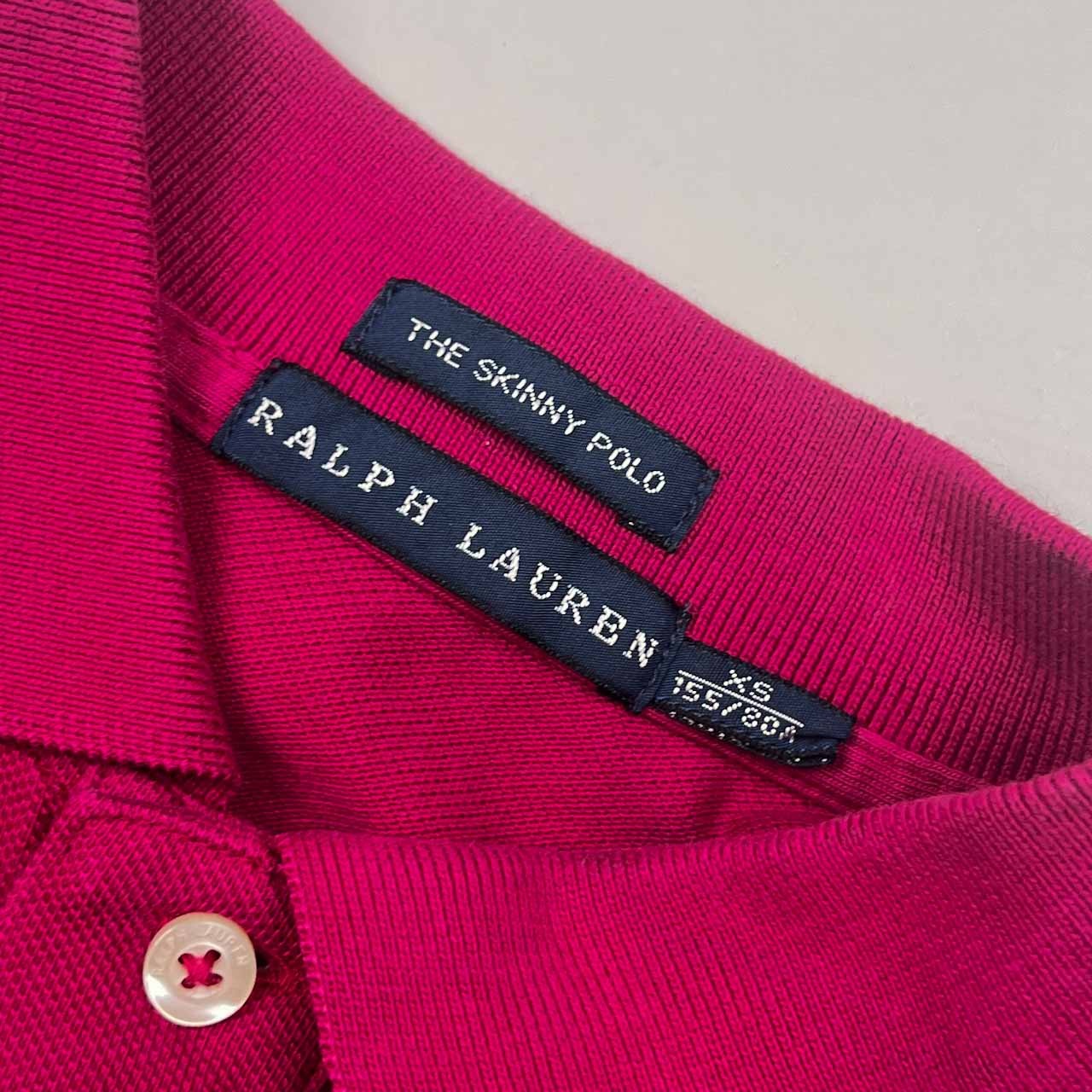 RALPH LAUREN ラルフローレン THE SKINNY POLO 鹿の子 半袖 ポロシャツ XS(155/80A)/赤紫系 レディース
