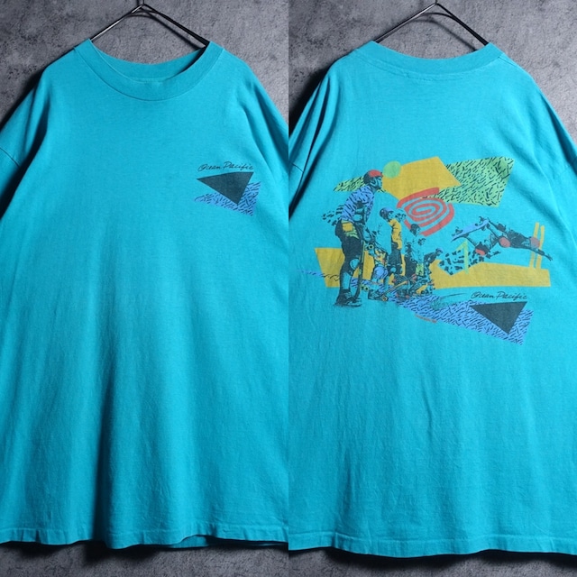 80s “ocean pacific” Turquoise Skateboarder Print T-Shirt