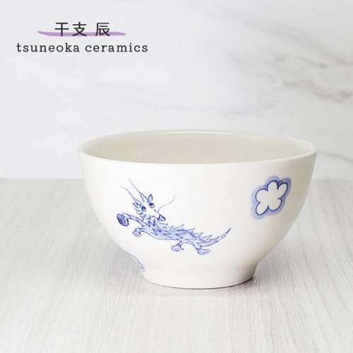 砥部焼 辰 茶碗 干支 龍 竜 飯椀 陶器 手作り tsuneoka ceramics 愛媛 和食器 tsuneoka-204