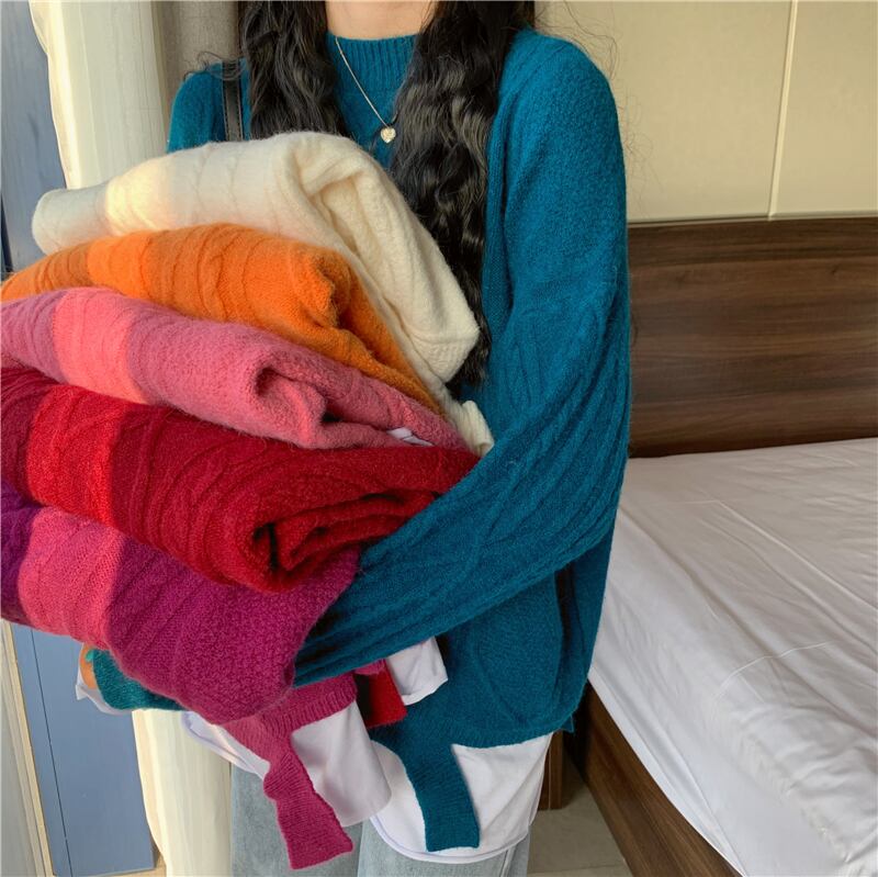 セーター ルーズニットオータムウィンタートップス 秋物 冬物 ブラックストロベリース94487404188