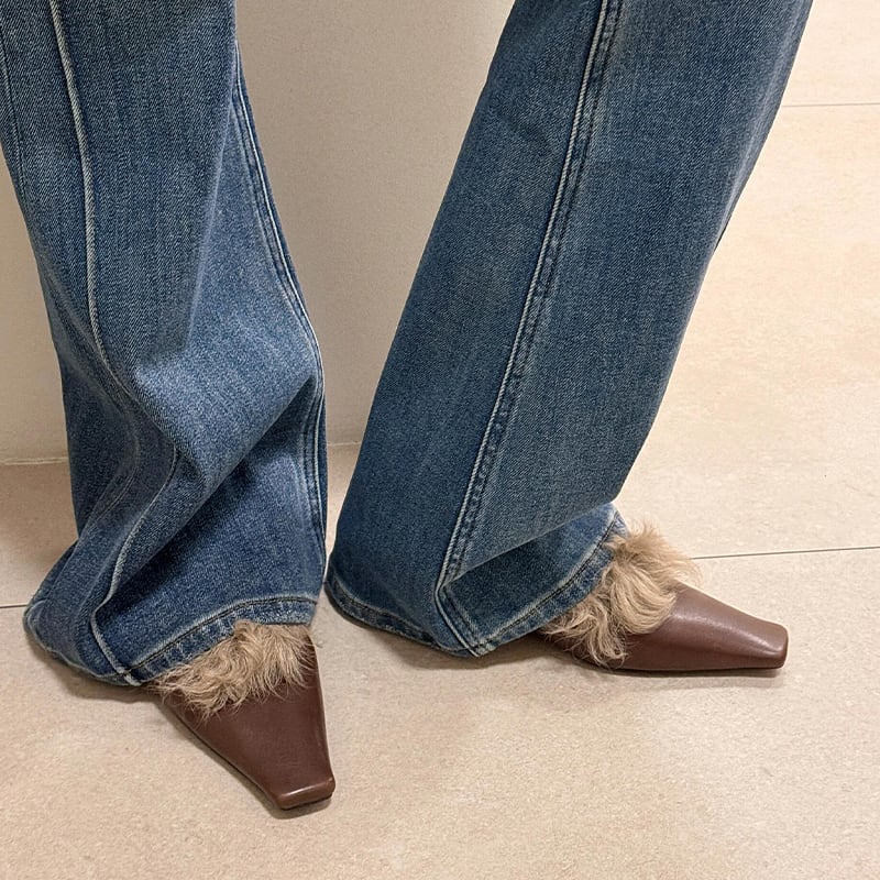 Pointed toe fur pumps 2 colors V2632