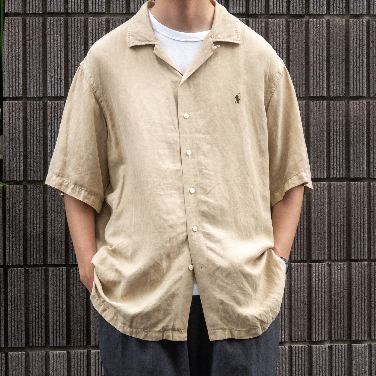1990's Polo by Ralph Lauren silk linen open collar shirt