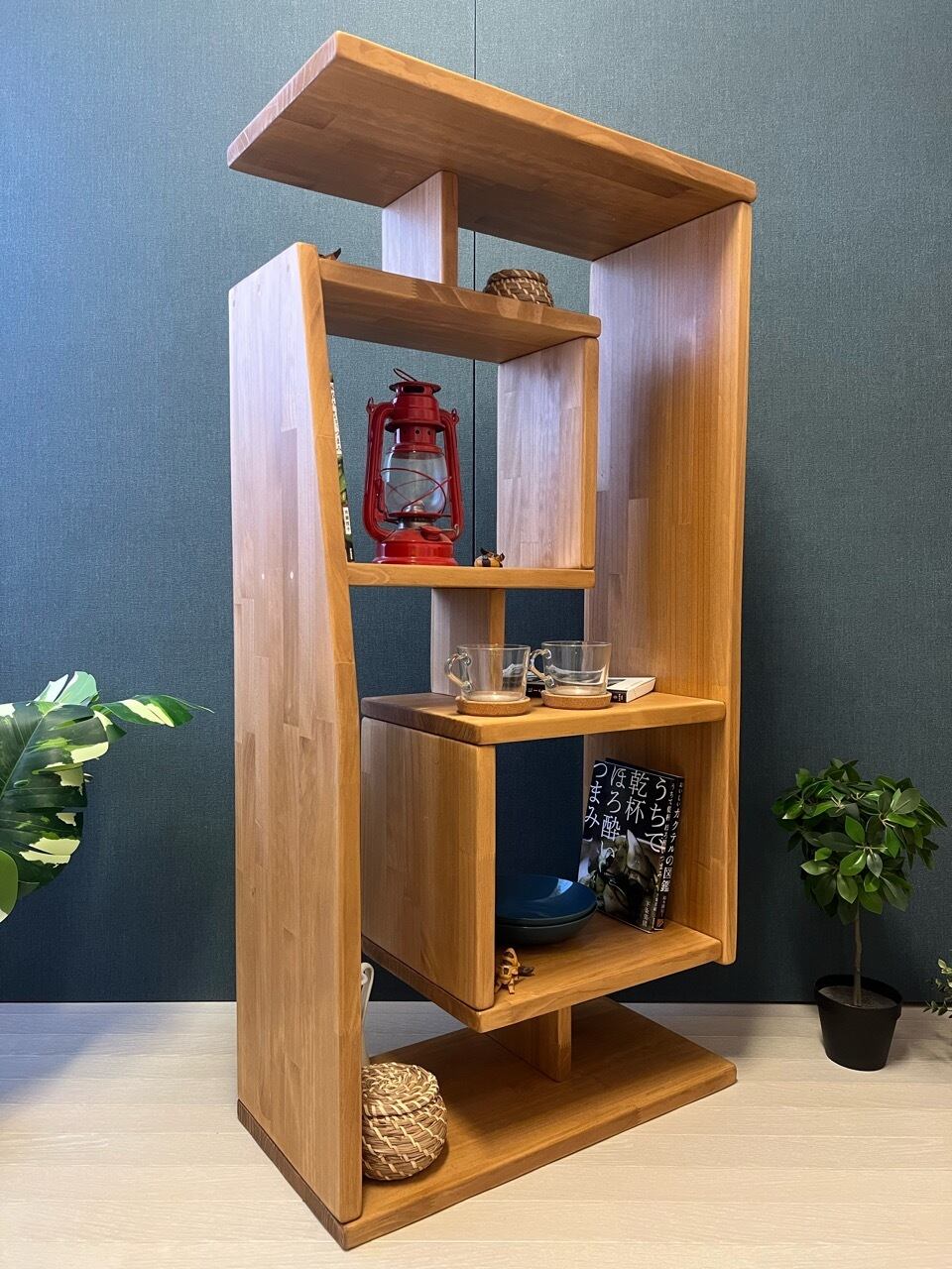 送料込【木製】オープンシェルフ ラック アシンメトリー 大型家具