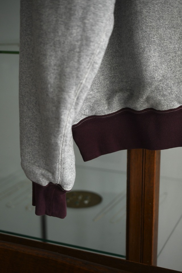 A.PRESSE / Vintage Attached Hood Zip Parka (GRAY×BURGUNDY)