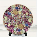 皿 置物 磁器皿 花柄 ピンク カラフル 中国古典 家庭装飾皿 骨董品 コレクション