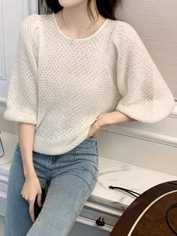 Openwork knit top L0735