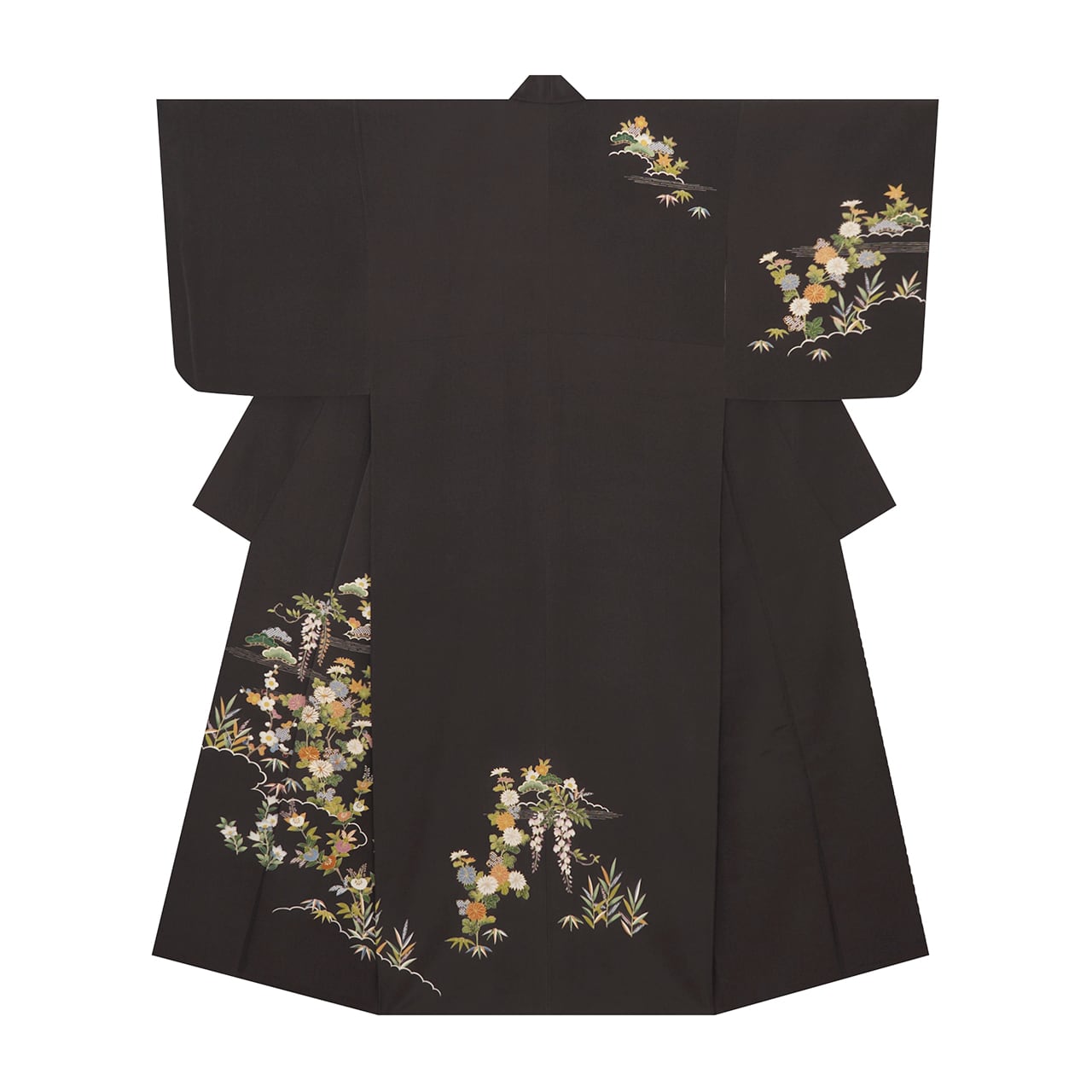 未使用近い　美品 袷 正絹 訪問着 フルセット ゆったり　烏羽色 上品な艶 着物 | かわの屋