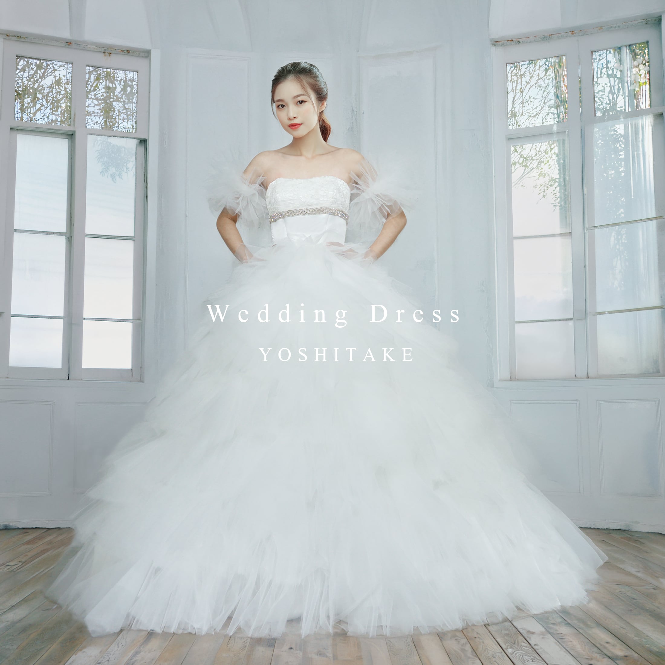 【アウトレット】ウエディングドレス(無料パニエ) ウエディングドレス.白チュール.レース.プリンセスライン.パニエ付き.Y2792