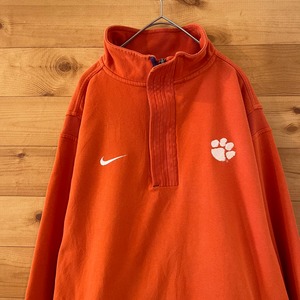 【NIKE】カレッジ クレムソン大学 CLEMSON UNIVERSITY ハーフジップ スウェット プルオーバー スウッシュ 刺繍ロゴ M ビッグサイズ ナイキ US古着