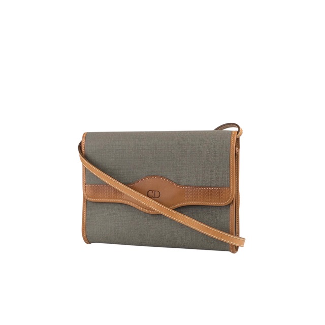 Christian Dior クリスチャン ディオール ショルダーバッグ グレー ロゴ型押し キャンバス vintage ヴィンテージ オールド mdn2pj