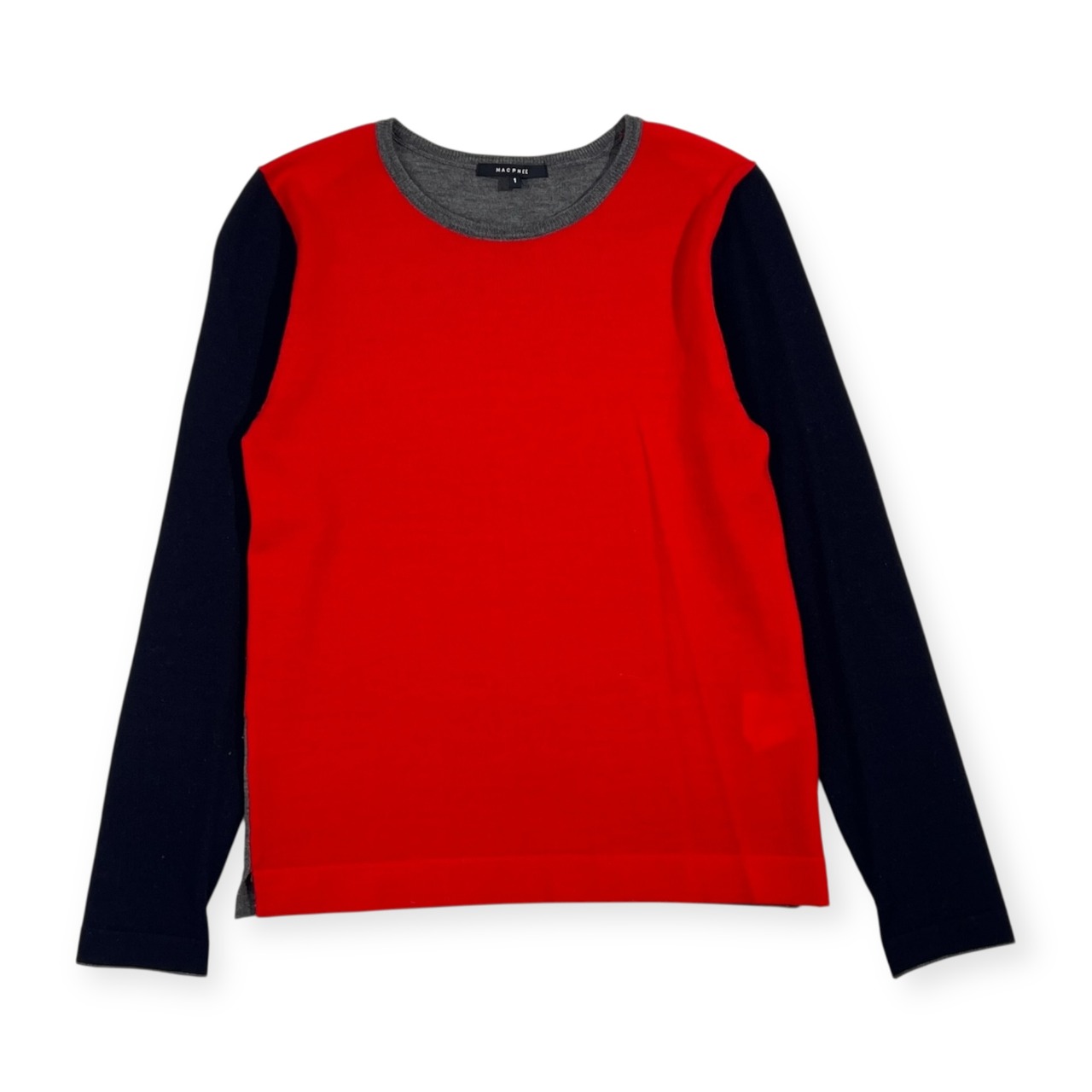 MACPHEE マカフィー 切替 デザイン ハイゲージ  ウール ニット セーター 1/マルチ レディース