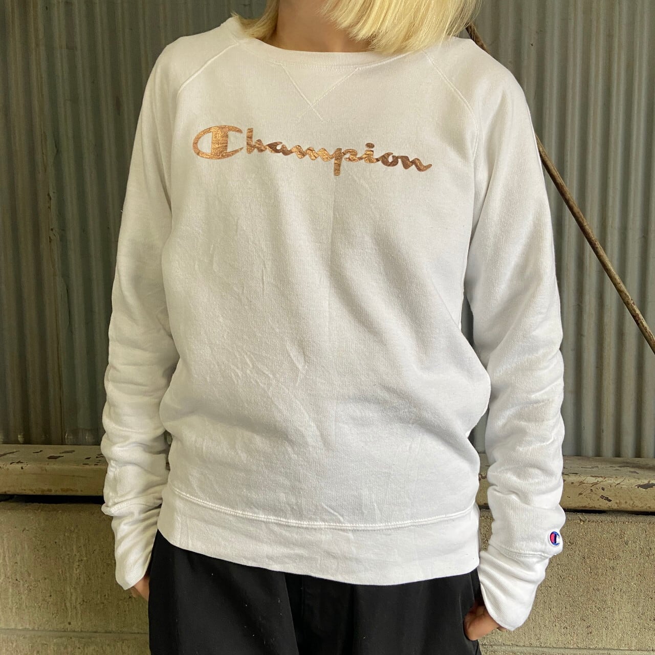 Champion　チャンピオン　スウェット　　　金色刺繍ロゴ　ブラウン　L