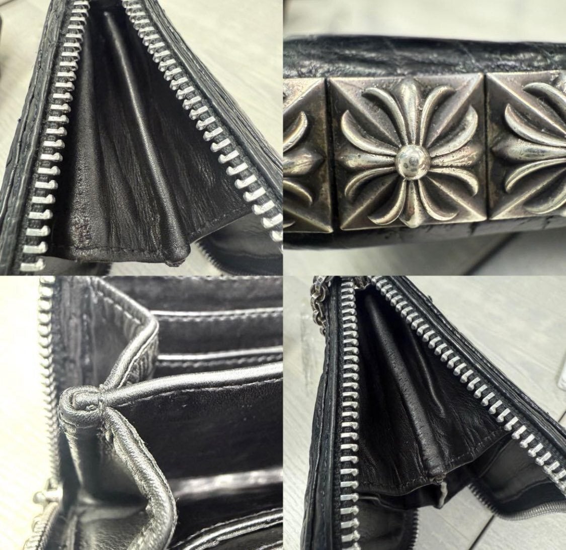 CHROME HEARTS クロムハーツ スタッズ 3サイド ジップウォレット